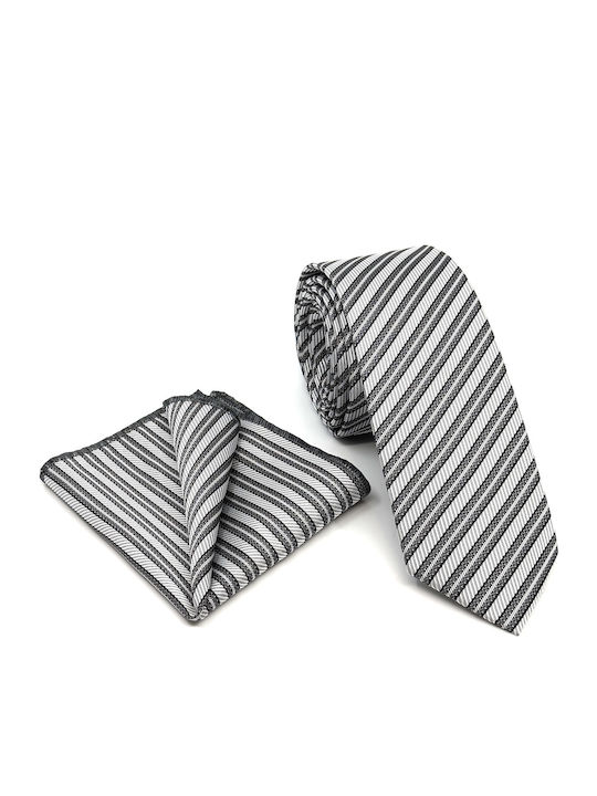 Legend Accessories Männer Krawatten Seide mit Muster in Silber Farbe