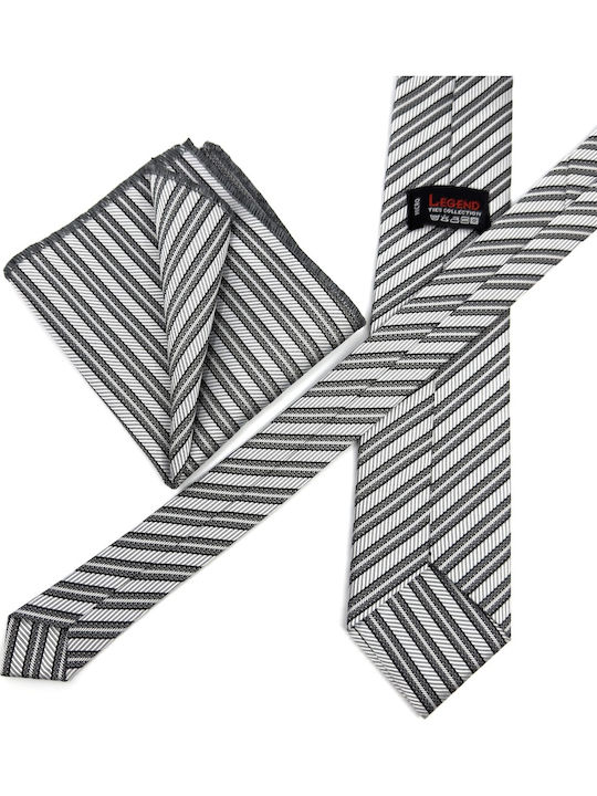 Legend Accessories Männer Krawatten Seide mit Muster in Silber Farbe