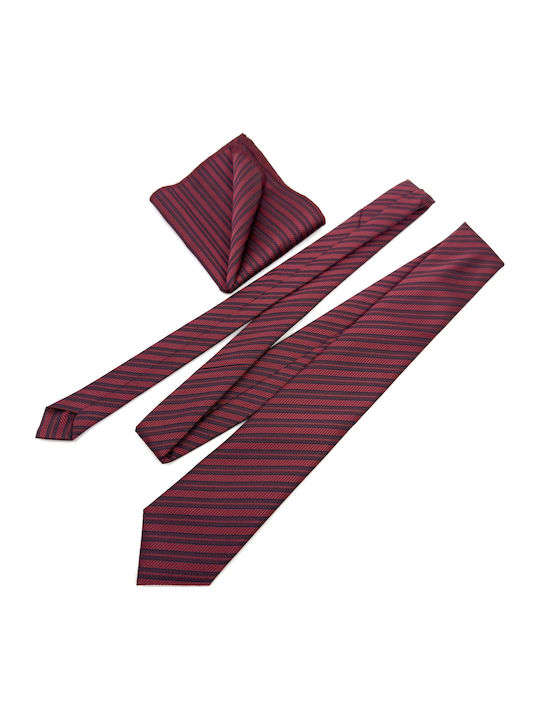 Legend Accessories Men's Silk Printed Tie Set in Burgundy Colour