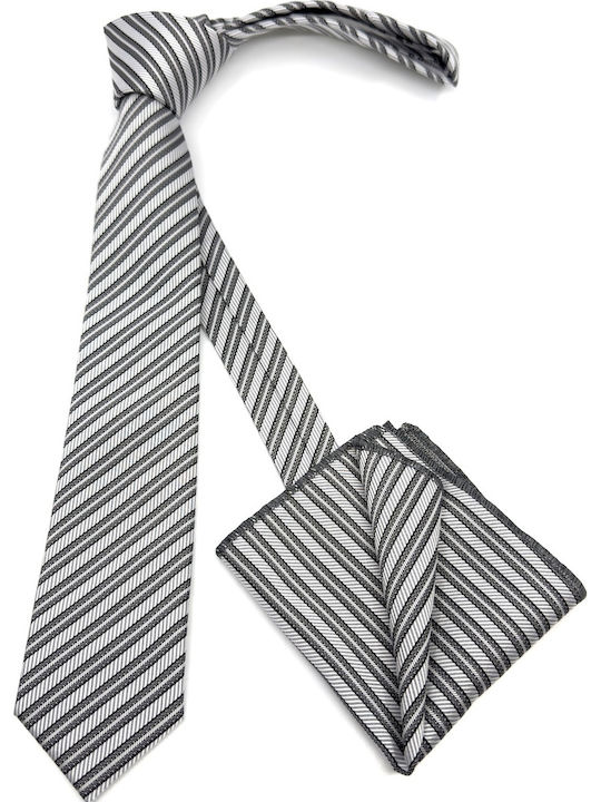 Legend Accessories Männer Krawatten Seide mit Muster in Silber Farbe