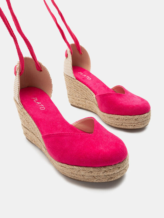 Luigi Women's Synthetic Leather Platform Espadrilles Fuchsia