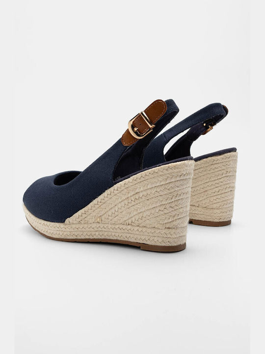 Luigi Women's Fabric Platform Espadrilles Navy Blue