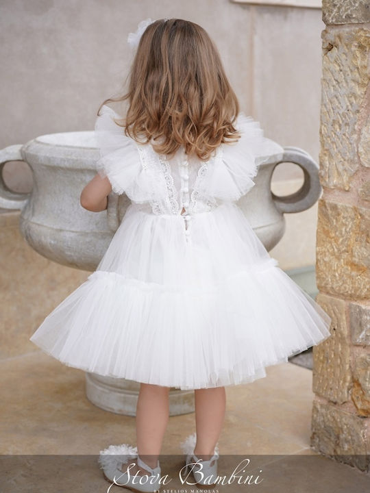 Stova Bambini Ροζ Φόρεμα Βάπτισης από Τούλι