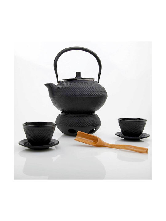 Lumaland Teekessel mit Tasse Gusseisen Schwarz 1400ml 12 Stück