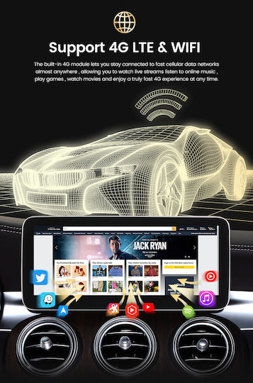 Carmedia Автомобилна Аудио Система (Блутут/USB/WiFi/GPS/Apple-Carplay/Android-Auto) с Тъчскрийн 10.25"