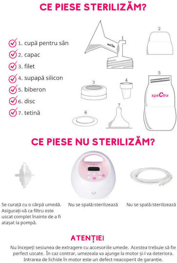 Spectra Plus Pompa De Sân Electrică Dublă Cu Baterie Fără BPA Albă