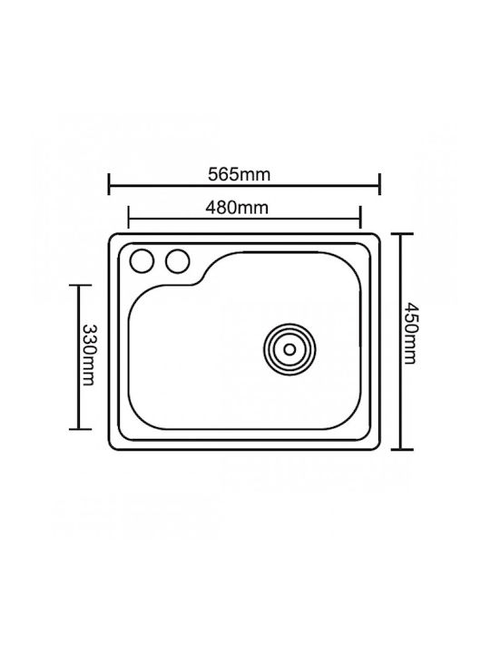 Inter Ceramic Drop-In Sink Inox with Faucet W56xD45cm Gray