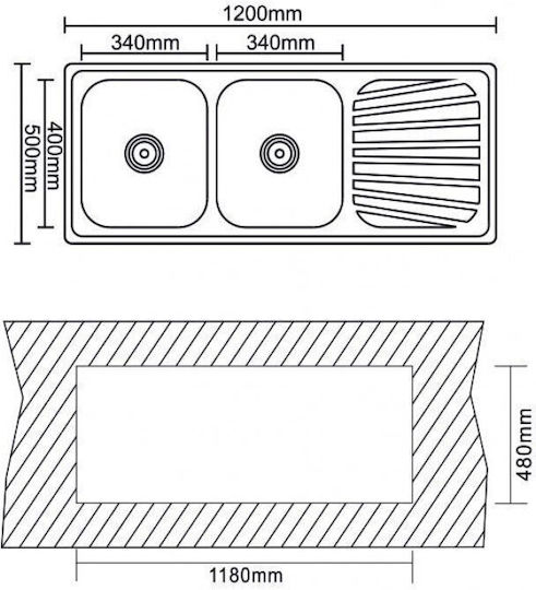 Inter Ceramic 12050SSR Ένθετος Inox με Μπαταρία Μ120xΠ50cm Ασημί