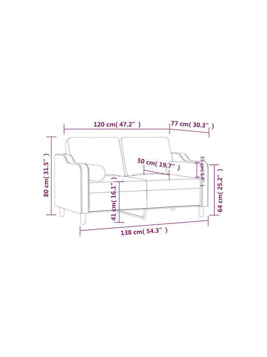 Doppelsitzer Sofa Burgundisch mit Dekokissen 138x77x80cm