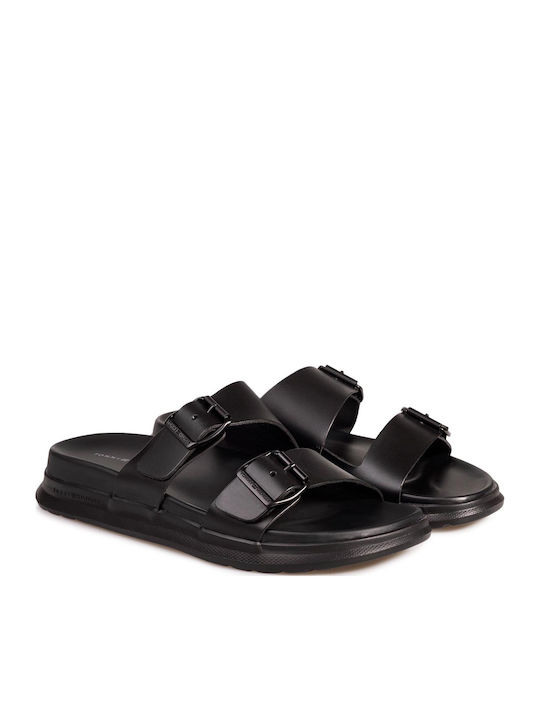 Leder Herrensandalen in Schwarz Farbe