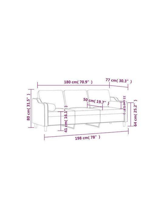 Three-Seater Couch Light Yellow 198x77x80cm