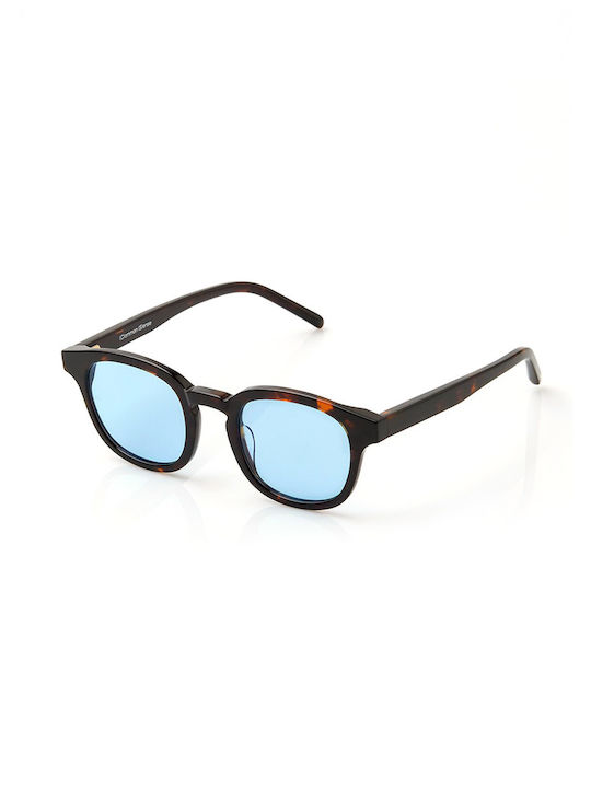 Common Sense Sunglasses with Brown Tartaruga Plastic Frame and Blue Lens CS005