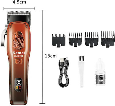 Kemei Professional Rechargeable Hair Clipper Orange KM-2254