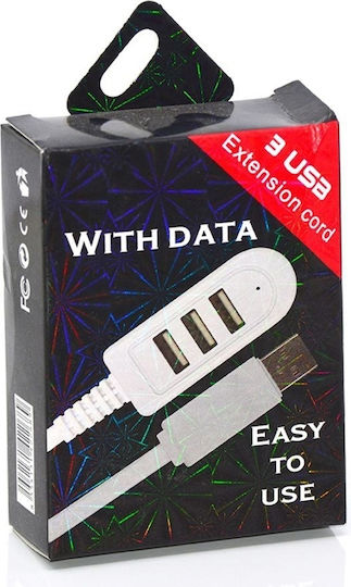 USB Hub 3 Ports USB 2.0 with USB-A Connection White
