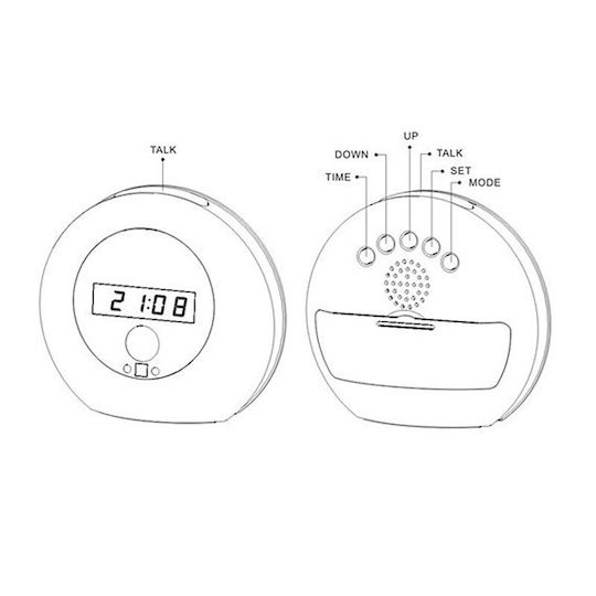 Spy Camera Clock 1080p with Memory Card Slot and Motion Detector