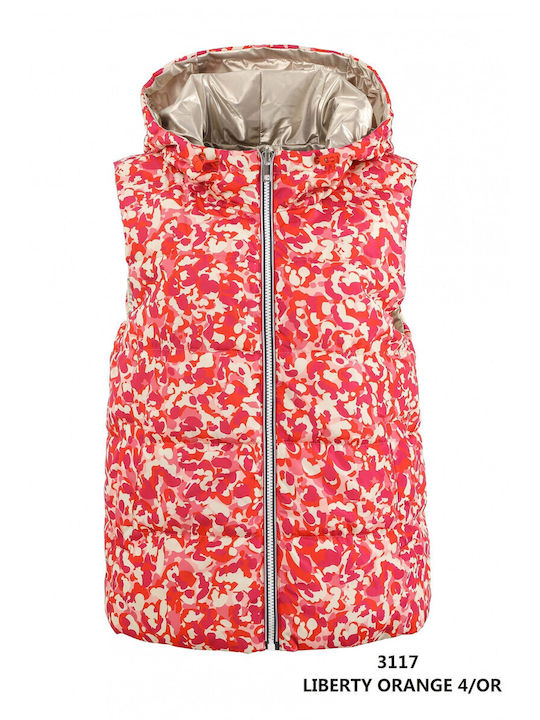 Escadelle Women's Short Puffer Jacket Double Sided for Winter Orange