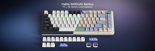 Redragon UCAL K673CPG-RGB PRO Ασύρματο Gaming Μηχανικό Πληκτρολόγιο 75% με LK Red διακόπτες και RGB φωτισμό (Αγγλικό US) Πολύχρωμο