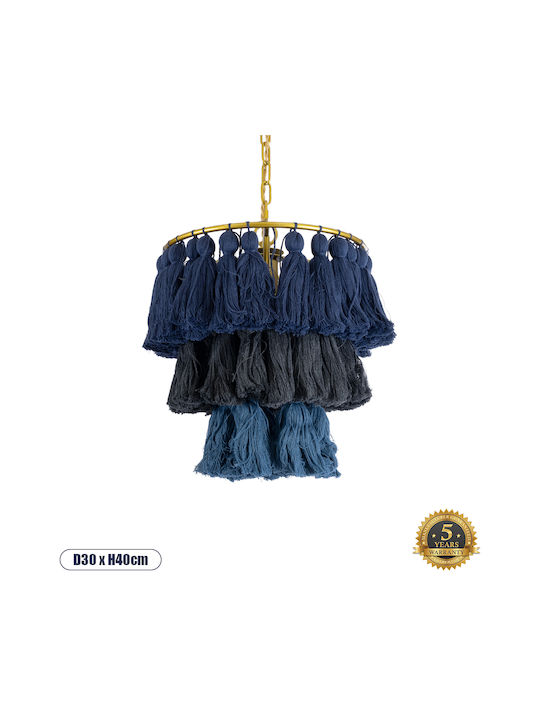 GloboStar Missoula Deckenleuchte Blau Boho Raster mit Lampenbirnensockel E27 30x40x40cm