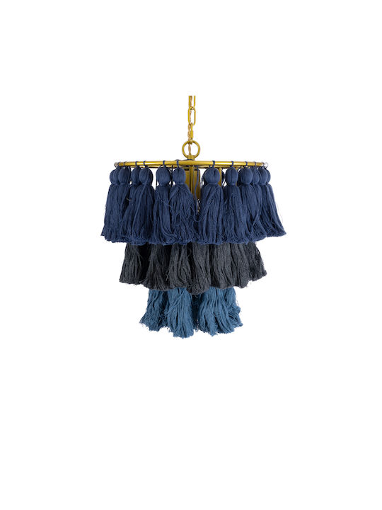 GloboStar Missoula Deckenleuchte Blau Boho Raster mit Lampenbirnensockel E27 30x40x40cm