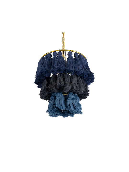 GloboStar Missoula Deckenleuchte Blau Boho Raster mit Lampenbirnensockel E27 30x40x40cm