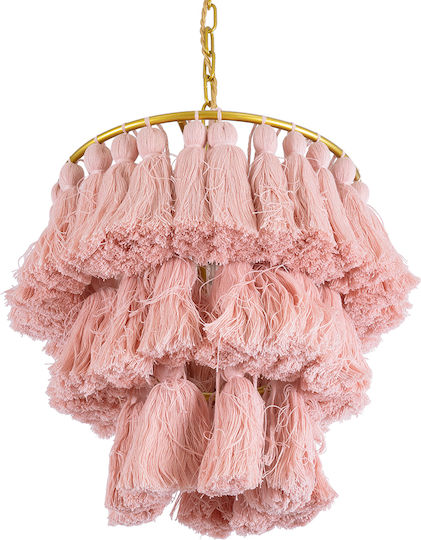 GloboStar Missoula Deckenleuchte Rosa Boho Raster mit Lampenbirnensockel E27 30x40x40cm