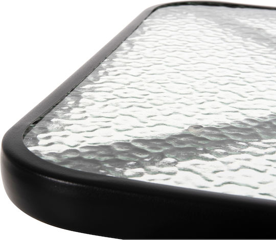 Figo Outdoor Dinner Free Standing Table with Glass Surface and Metal Frame Black 60x60x70cm