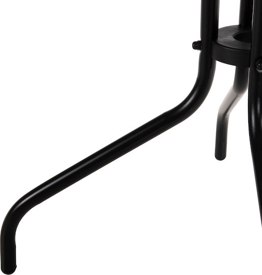 Figo Outdoor Dinner Free Standing Table with Glass Surface and Metal Frame Black 60x60x70cm