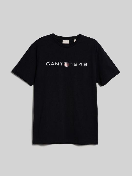 Gant Printed Bluza Bărbătească cu Mânecă Scurtă Black