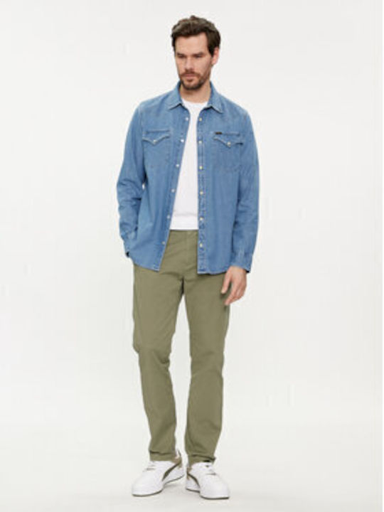 Western Overshirt Long-sleeved Denim Shirt Blue