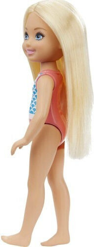 Barbie Beach Doll Păpușă Chelsea Blondă cu costum de baie Mermaid Swimsuit pentru 3+ ani+ Ani 14cm.