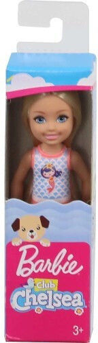 Barbie Beach Doll Păpușă Chelsea Blondă cu costum de baie Mermaid Swimsuit pentru 3+ ani+ Ani 14cm.