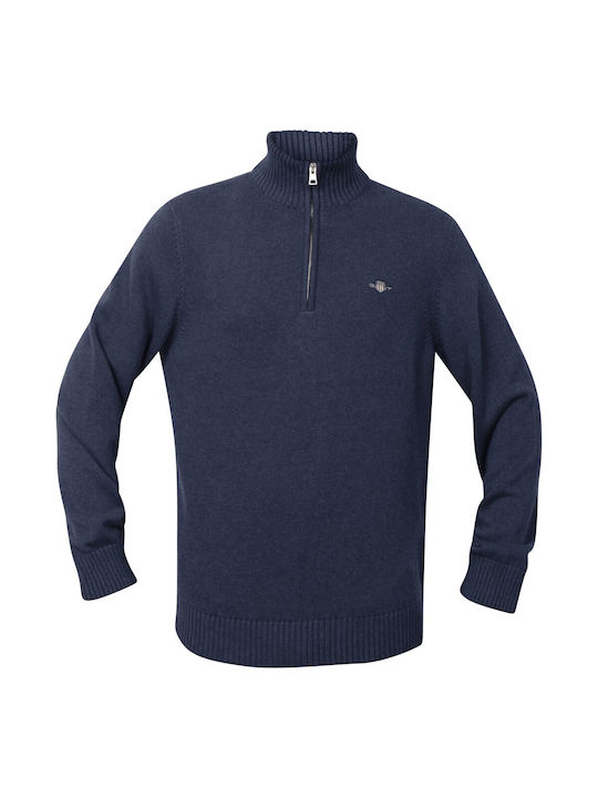 Gant Men's Long Sleeve Sweater with Zipper Navy...