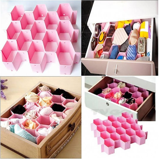 Plastic Drawer Divider for Socks / Underwear / Belts / Ties in White Color 36.5x6.5x7cm 1pcs