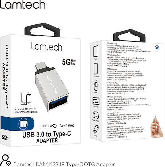 Lamtech Converter USB-C male to USB-A female 1pcs LAM113348