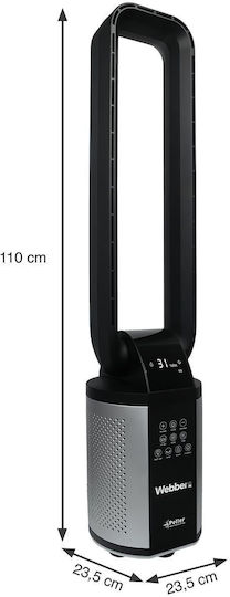 Webber Ανεμιστήρας Χωρίς Πτερύγια 90W με Τηλεχειριστήριο Μαύρος