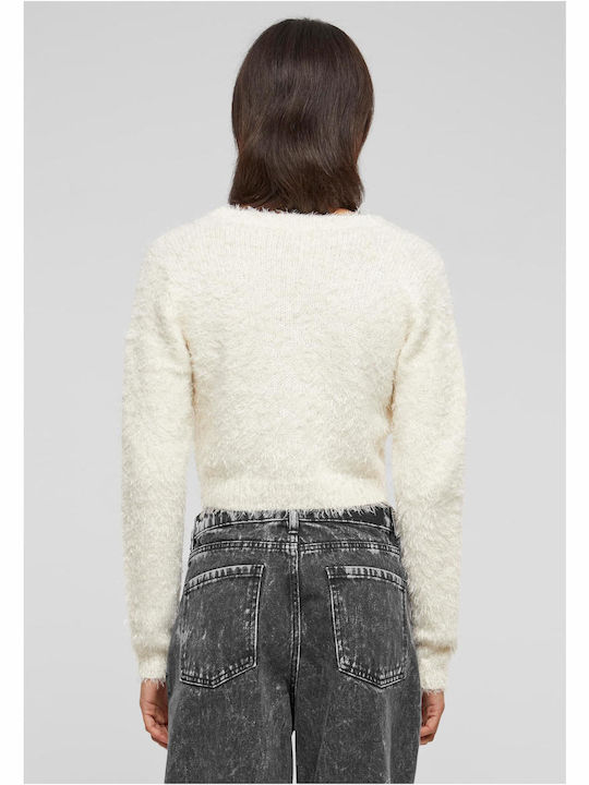 Short Women's Knitted Cardigan Whitesand