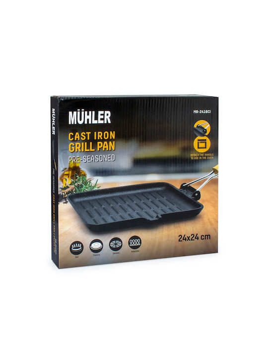 Muhler Grill aus Gusseisen mit Antihaftbeschichtung 22cm