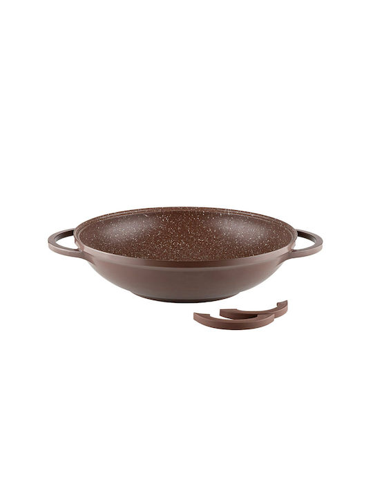 Muhler A Wok Made of Cast Aluminum with Lid with Stone Coating 32cm