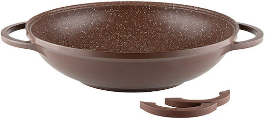Muhler A Wok Made of Cast Aluminum with Lid with Stone Coating 32cm