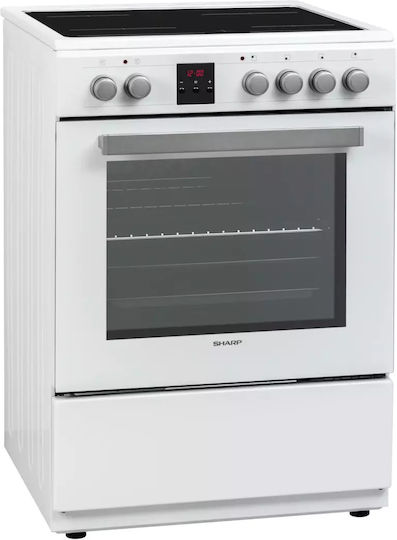 Sharp Cooker 65lt with Ceramic Hobs W60cm. White