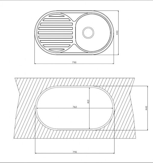 Inter Ceramic Icf Drop-In Кухненски Мивка Inox със Смесител Дължина 79xШирина 44см Сребрист