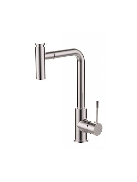 Inter Ceramic Drop-In Мивка Десен Inox със смесител Ш75xД40см Сребрист