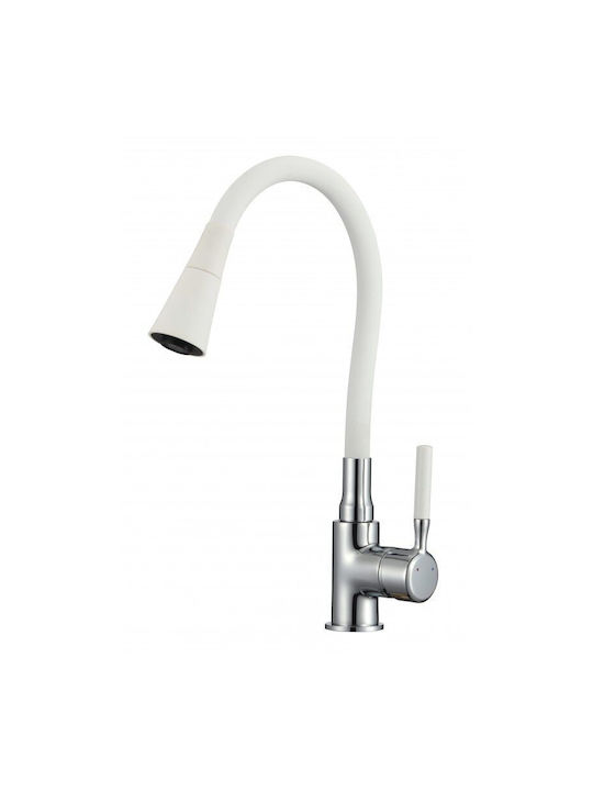Inter Ceramic Drop-In Sink Inox with Faucet W62xD48cm White