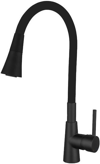 Inter Ceramic Havana Black Drop-In Кухненски Мивка Inox със Смесител Дължина 62см Ширина 48см Сребрист