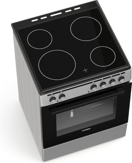Hyundai Aragaz 69lt cu Plite Ceramice L60cm. Inox