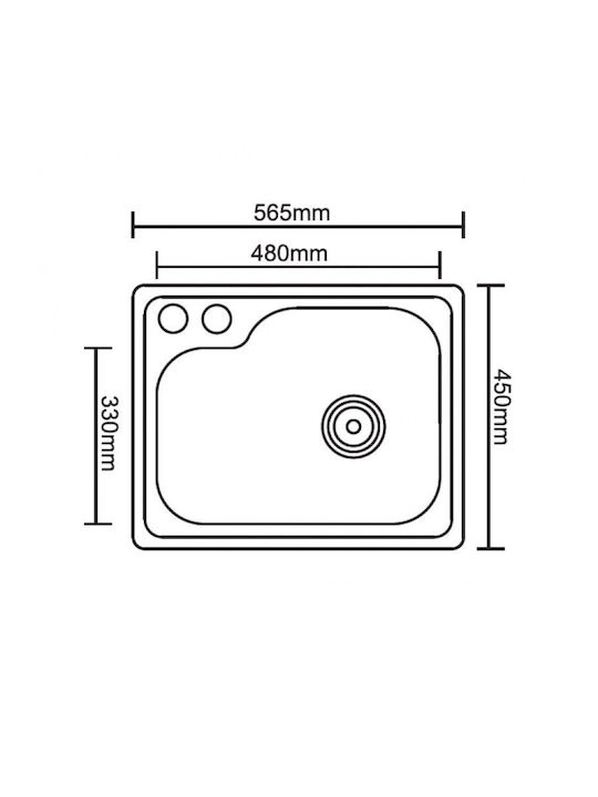 Inter Ceramic Drop-In Мивка Inox със смесител Ш56.5xД45см Сребрист