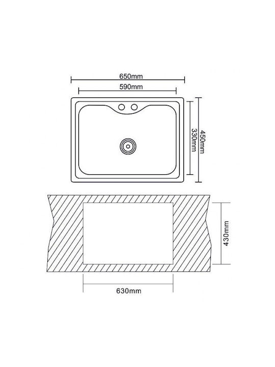 Inter Ceramic Ένθετος Νεροχύτης Inox με Μπαταρία Μ65xΠ45cm Ασημί