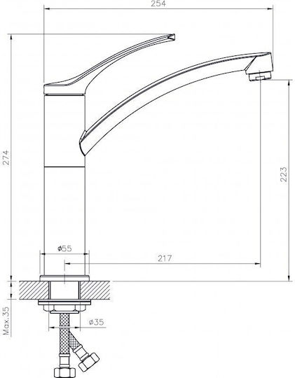 Inter Ceramic Icf Drop-In Кухненски Мивка Inox със Смесител М78xШ43.5см Сребрист