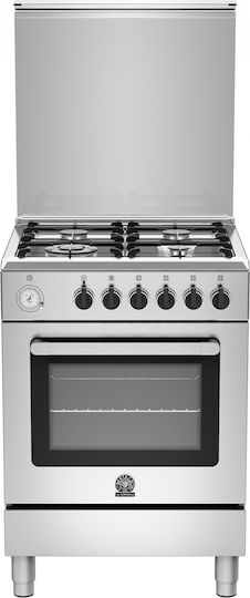 La Germania RI6 4C 61T C X GN Herd 56Es mit Erdgas-Kochfeldern B59.5cm. Inox