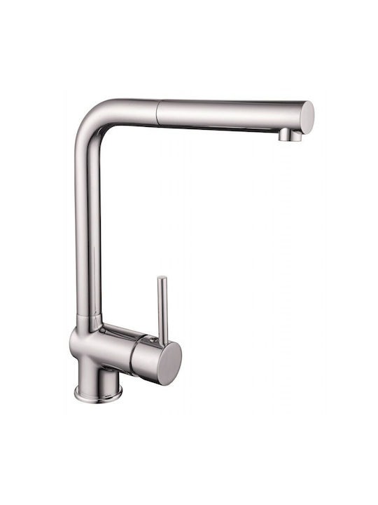 Inter Ceramic Drop-In Мивка Десен Inox със смесител Ш75xД40см Сребрист